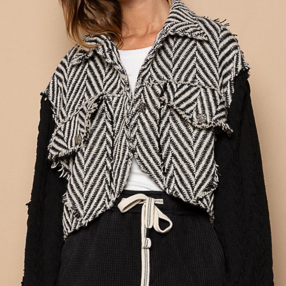 Nwt Pol Zigzag Pattern Crop Jacket - image 1